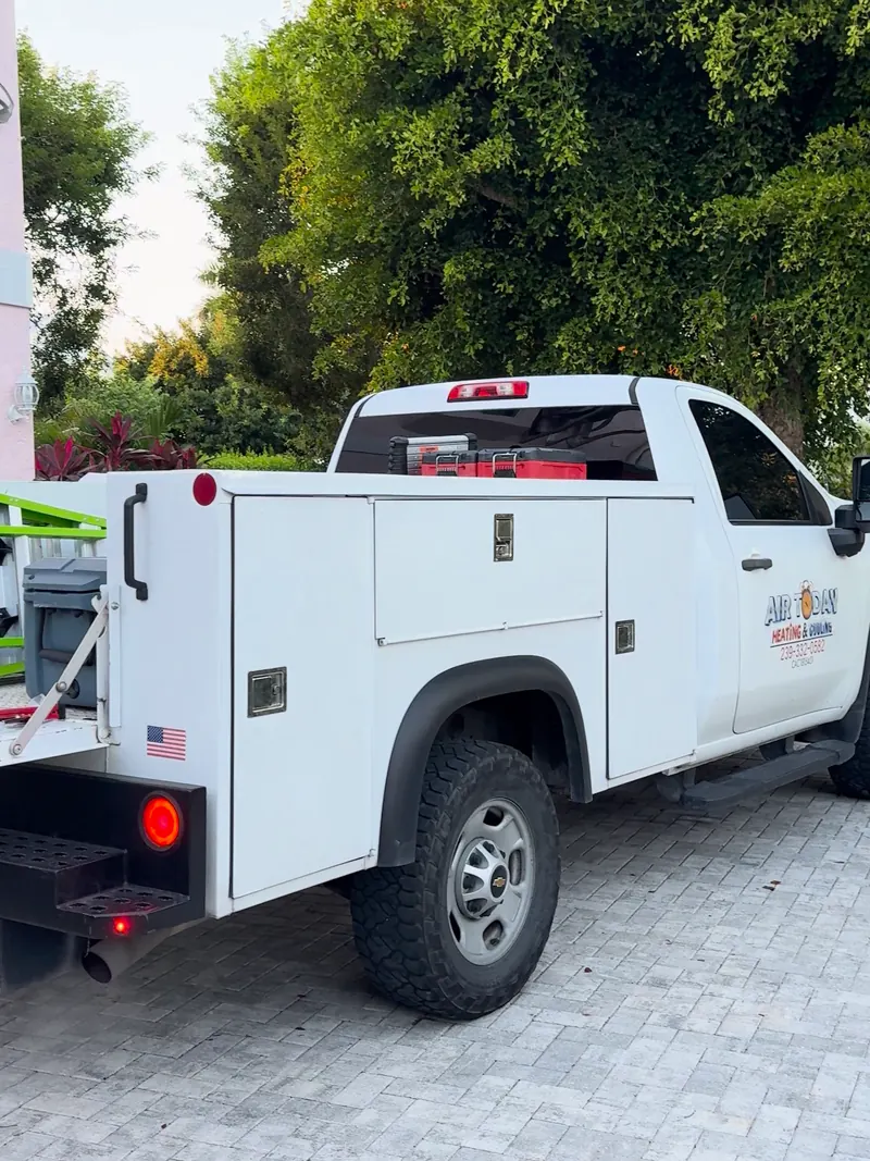 Air Today Heating & Cooling service truck parked in a driveway